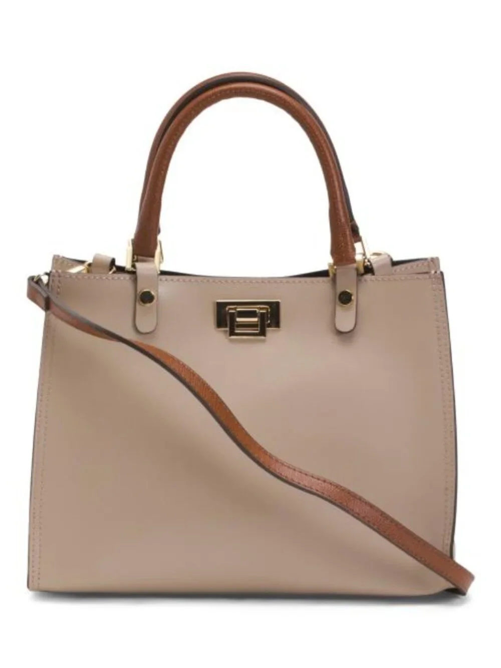 CHEVAL Beige Made In Italy Leather Satchel